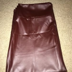 Burgundy PU Pencil Skirt